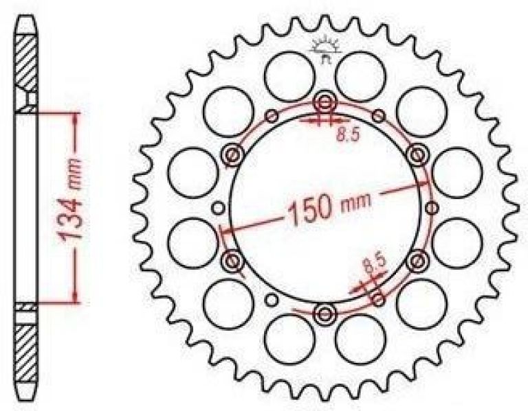Oceľová rozeta pre sekundárne reťazy typu 520, JT - Anglicko (53 zubov)