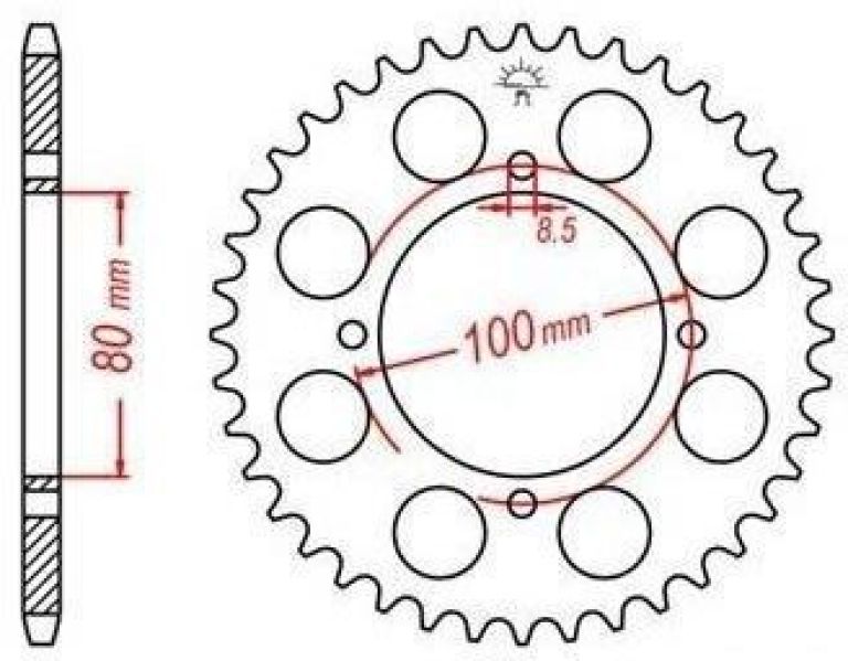 Oceľová rozeta pre sekundárne reťazy typu 520, JT - Anglicko (37 zubov)