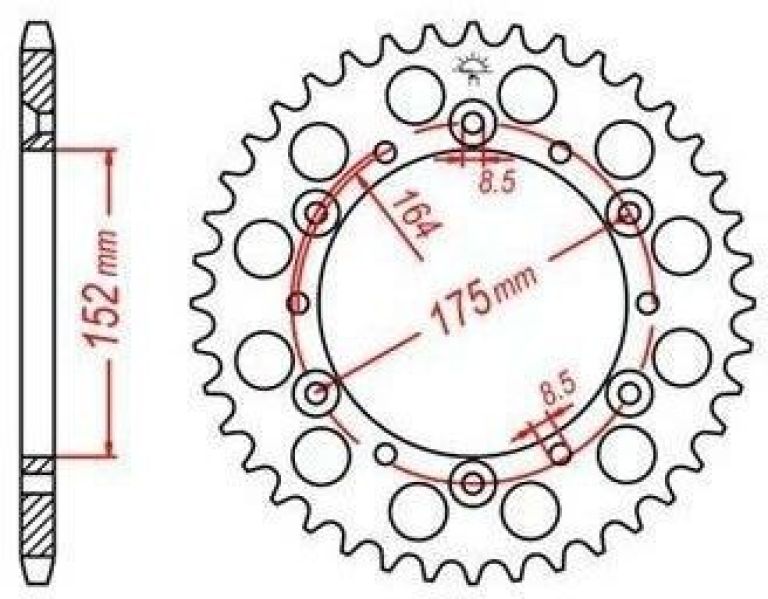 Oceľová rozeta pre sekundárne reťazy typu 520, JT - Anglicko (50 zubov)