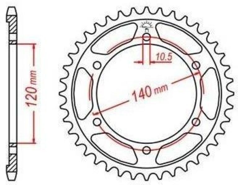 Oceľová rozeta pre sekundárne reťazy typu 520, JT (37 zubov)
