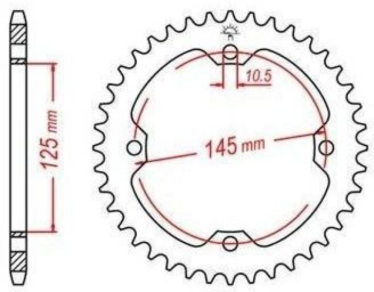 Oceľová rozeta pre sekundárne reťazy typu 520, JT - Anglicko (42 zubov)