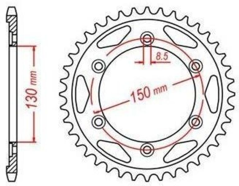 Oceľová rozeta pre sekundárne reťazy typu 525, JT - Anglicko (40 zubov)