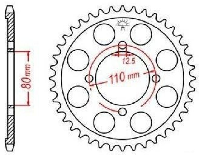 Oceľová rozeta pre sekundárne reťazy typu 530, JT - Anglicko (46 zubov)