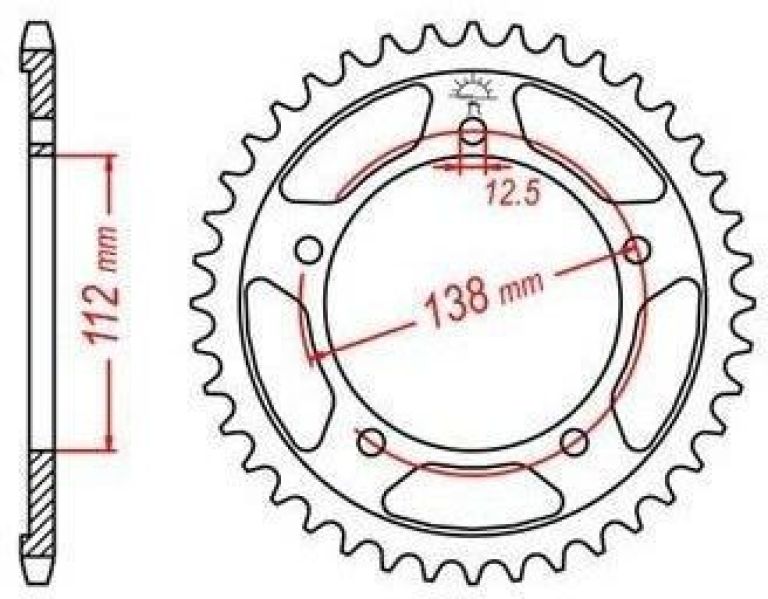 Oceľová rozeta pre sekundárne reťazy typu 530, JT - Anglicko (42 zubov)