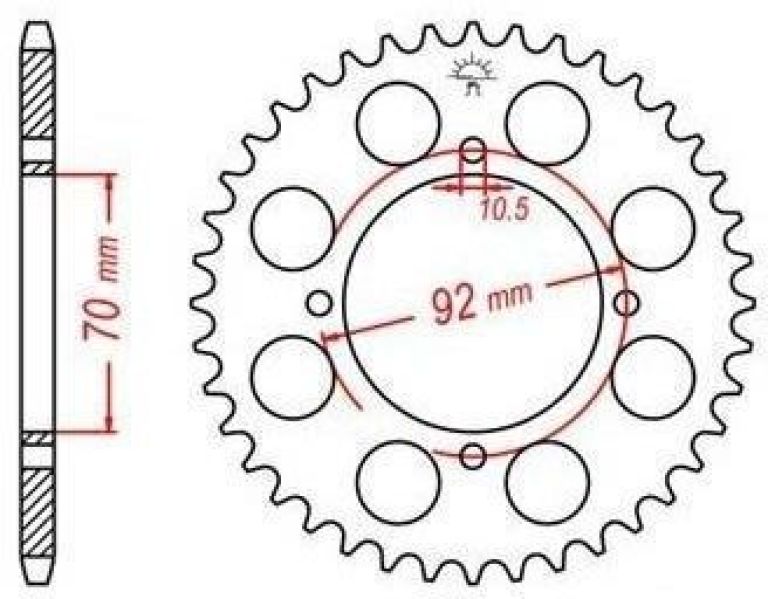 Oceľová rozeta pre sekundárne reťazy typu 530, JT - Anglicko (40 zubov)