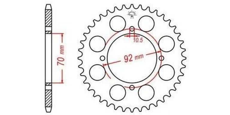 Oceľová rozeta pre sekundárne reťazy typu 530, JT - Anglicko (43 zubov)