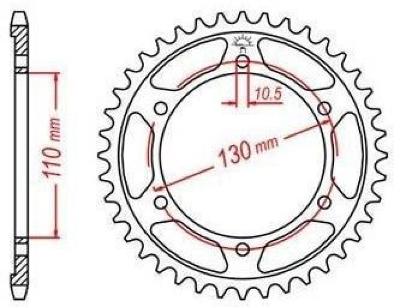 Oceľová rozeta pre sekundárne reťazy typu 530, JT - Anglicko (44 zubov)