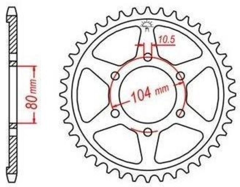 Oceľová rozeta pre sekundárne reťazy typu 530, JT - Anglicko (42 zubov)