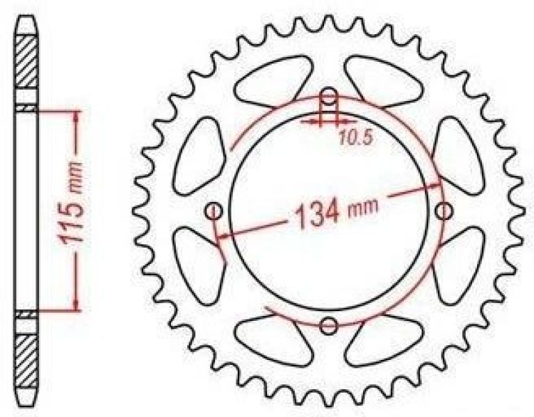 Oceľová rozeta pre sekundárne reťazy typu 530, JT - Anglicko (44 zubov)