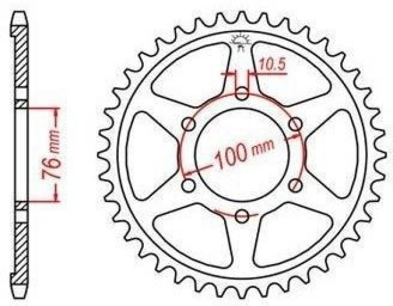 Oceľová rozeta pre sekundárne reťazy typu 530, JT - Anglicko (38 zubov)