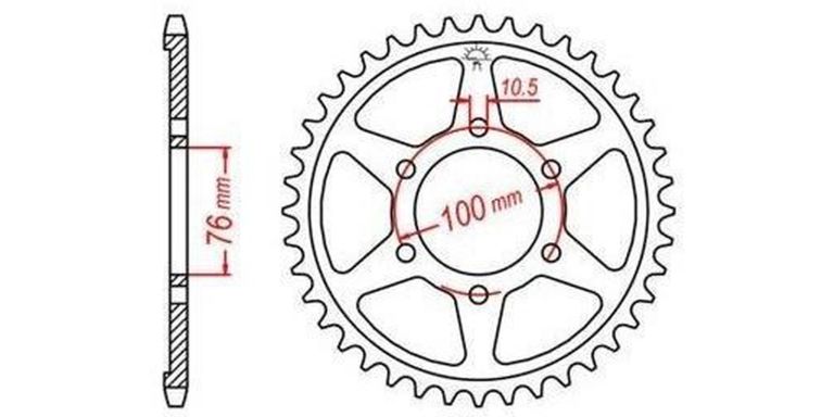 Oceľová rozeta pre sekundárne reťazy typu 530, JT - Anglicko (42 zubov)