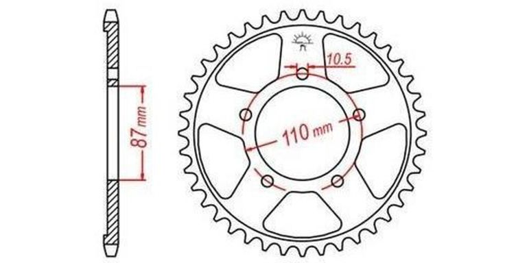 Oceľová rozeta pre sekundárne reťazy typu 530, JT - Anglicko (48 zubov)