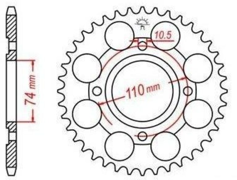 Oceľová rozeta pre sekundárne reťazy typu 530, JT - Anglicko (41 zubov)