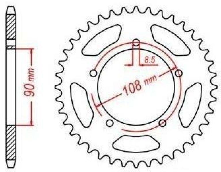 Oceľová rozeta pre sekundárne reťazy typu 530, JT - Anglicko (42 zubov)