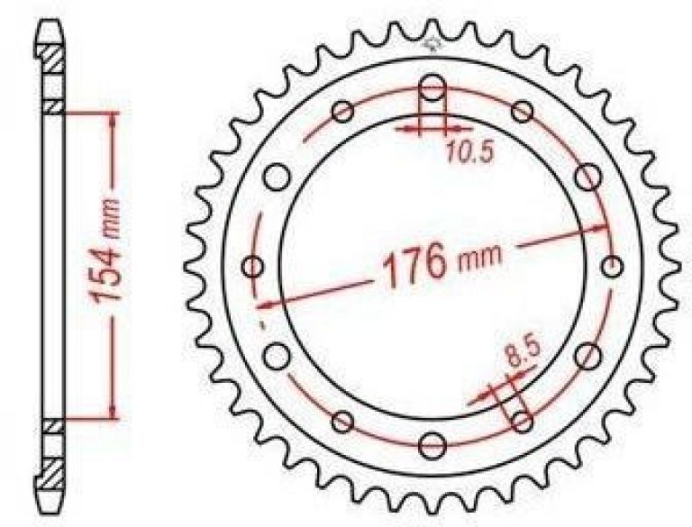 Oceľová rozeta pre sekundárne reťazy typu 530, JT - Anglicko (44 zubov)