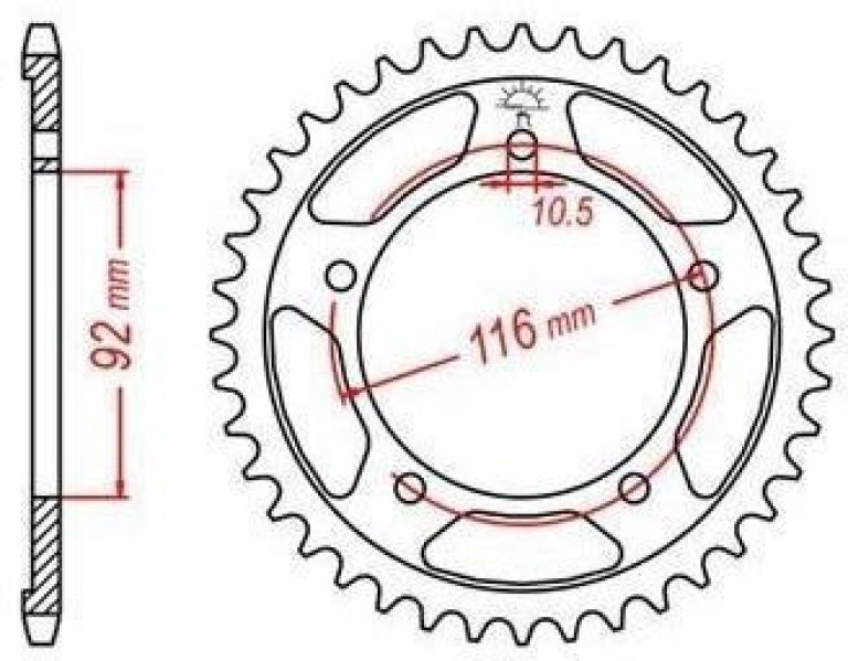 Oceľová rozeta pre sekundárne reťazy typu 530, JT - Anglicko (41 zubov)