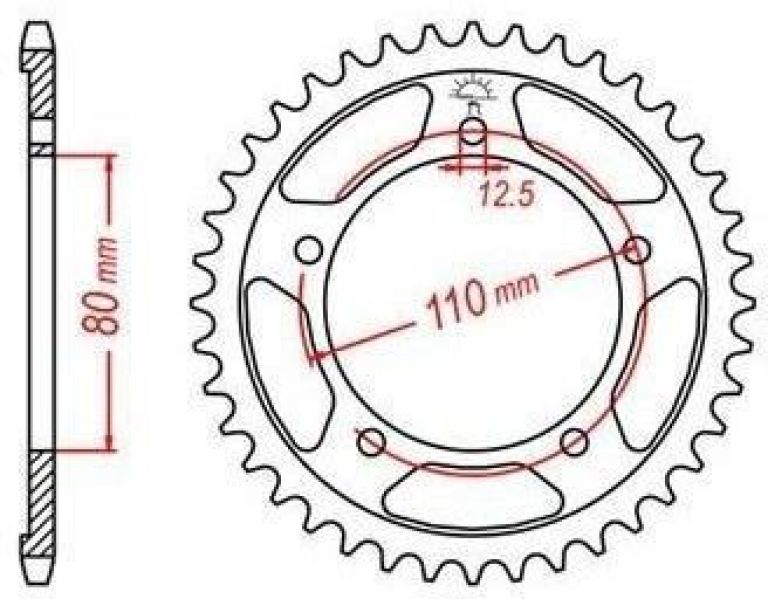 Oceľová rozeta pre sekundárne reťazy typu 530, JT - Anglicko (47 zubov)