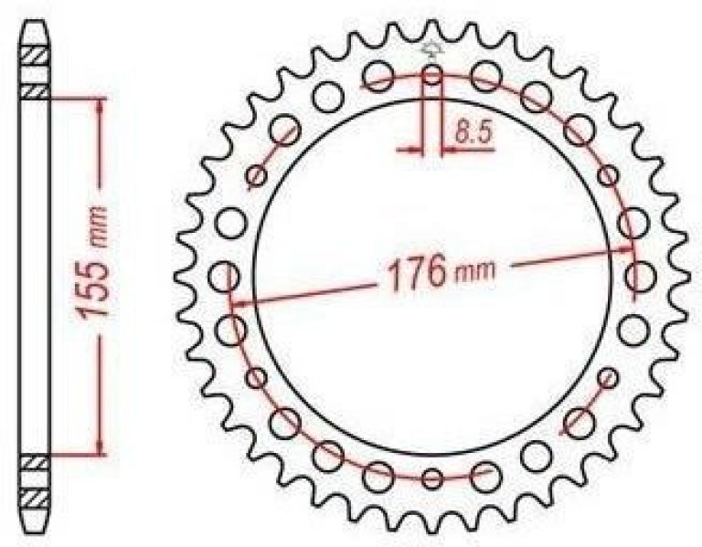 Oceľová rozeta pre sekundárne reťazy typu 530, JT - Anglicko (42 zubov)