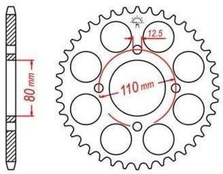 Oceľová rozeta pre sekundárne reťazy typu 630, JT - Anglicko (41 zubov)