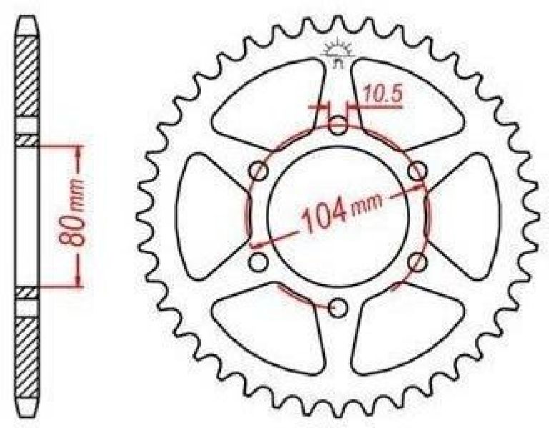 Oceľová rozeta pre sekundárne reťazy typu 630, JT - Anglicko (33 zubov)