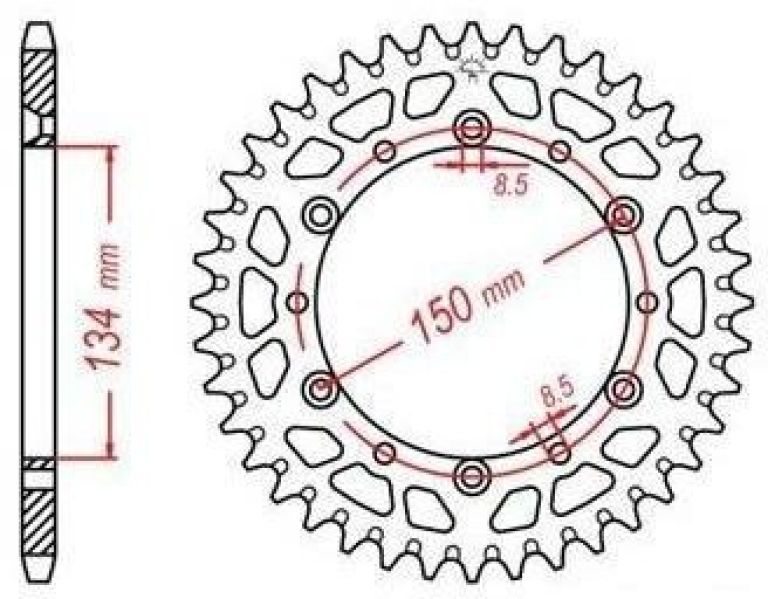 Duralová rozeta pre sekundárne reťazy typu 520, JT - Anglicko (50 zubov)