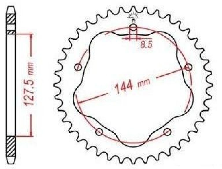 Duralová rozeta pre sekundárne reťazy typu 520, JT - Anglicko (38 zubov)