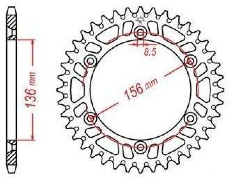 Duralová rozeta pre sekundárne reťazy typu 520, JT - Anglicko (48 zubov)