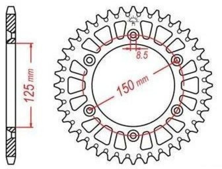 Duralová rozeta pre sekundárne reťazy typu 520, JT (52 zubov, čierna)