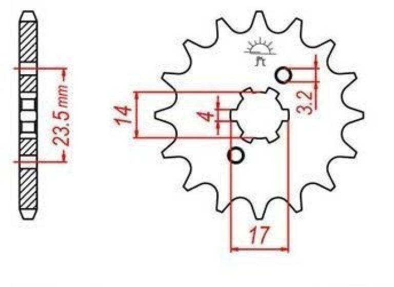 Reťazové koliesko pre sekundárne reťazy typu 420, JT - Anglicko (13 zubov)