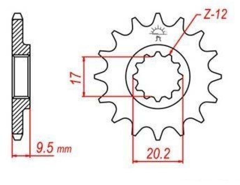 Reťazové koliesko pre sekundárne reťazy typu 420, JT - Anglicko (14 zubov)