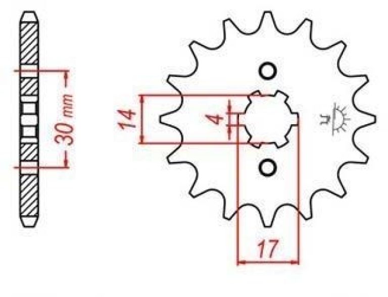 Reťazové koliesko pre sekundárne reťazy typu 420, JT - Anglicko (14 zubov)