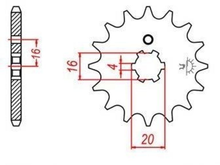 Reťazové koliesko pre sekundárne reťazy typu 420, JT - Anglicko (12 zubov)