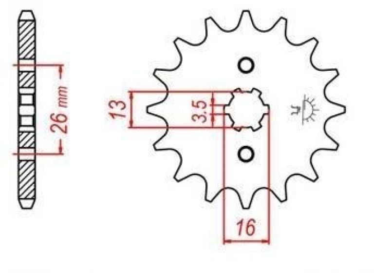 Reťazové koliesko pre sekundárne reťazy typu 420, JT - Anglicko (11 zubov)