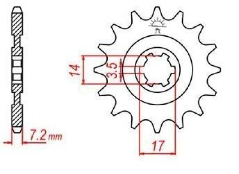 Reťazové koliesko pre sekundárne reťazy typu 428, JT - Anglicko (12 zubov)