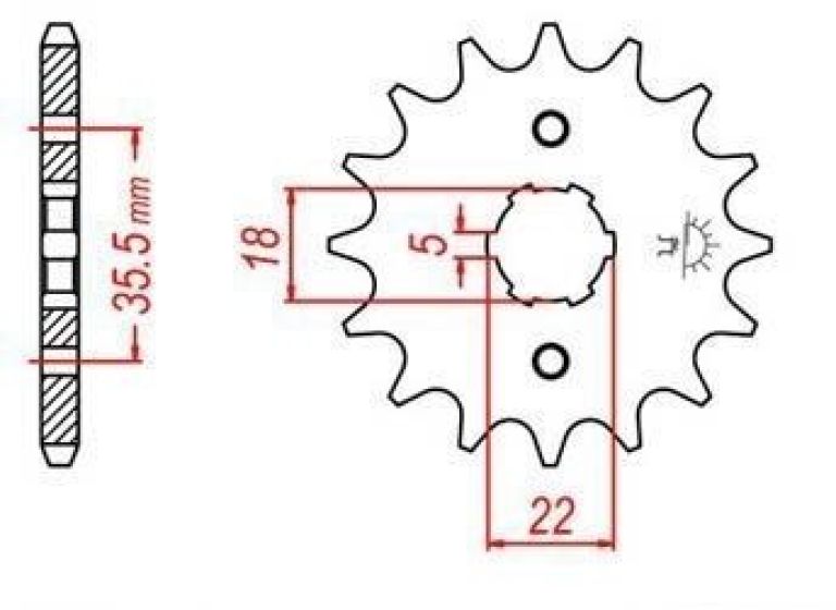 Reťazové koliesko pre sekundárne reťazy typu 428, JT - Anglicko (14 zubov)