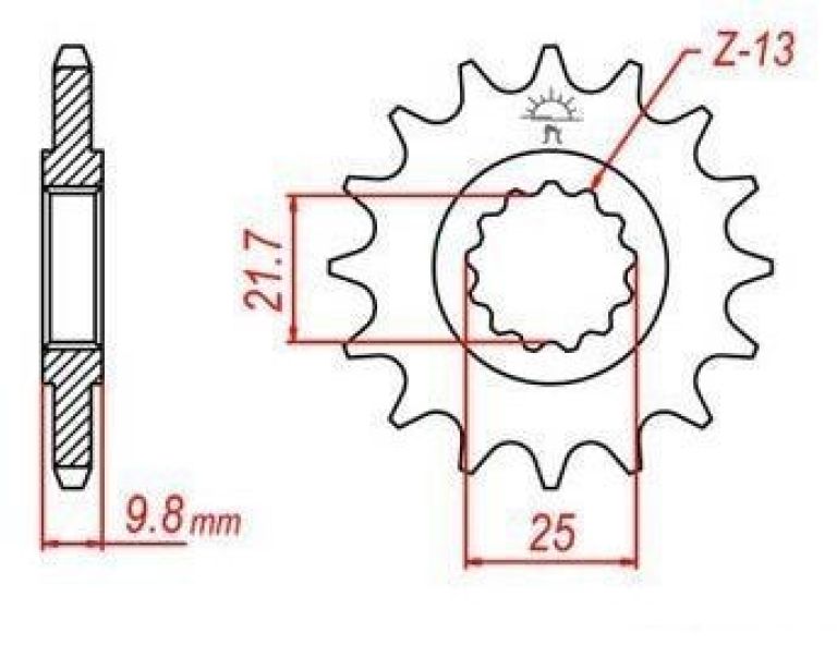 Reťazové koliesko pre sekundárne reťazy typu 428, JT - Anglicko (19 zubov)