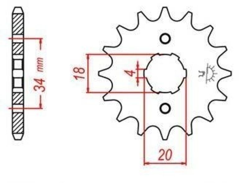 Reťazové koliesko pre sekundárne reťazy typu 428, JT - Anglicko (14 zubov)