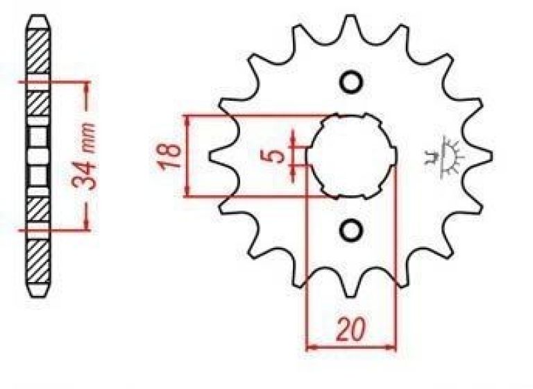 Reťazové koliesko pre sekundárne reťazy typu 428, JT - Anglicko (16 zubov)