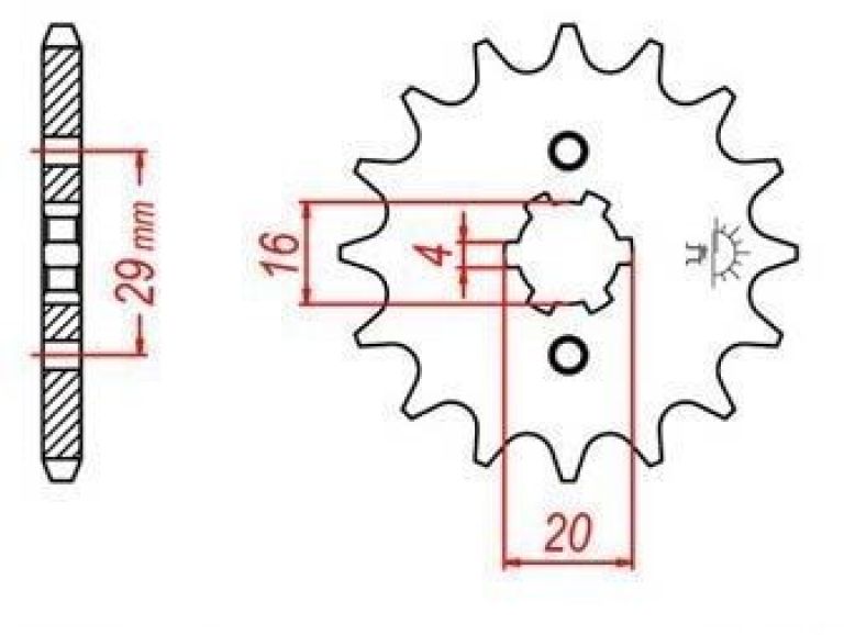 Reťazové koliesko pre sekundárne reťazy typu 428, JT - Anglicko (14 zubov)