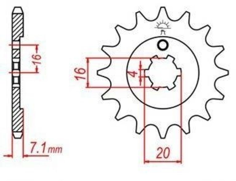 Reťazové koliesko pre sekundárne reťazy typu 428, JT - Anglicko (15 zubov)
