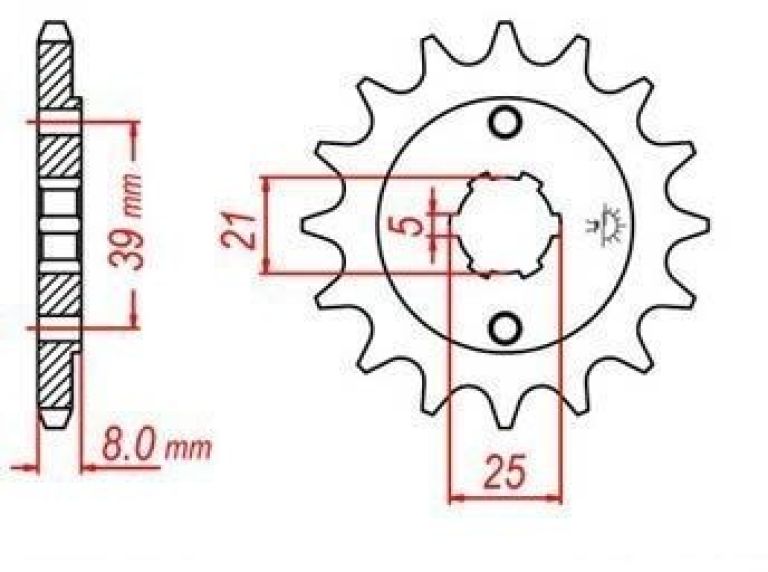Reťazové koliesko pre sekundárne reťazy typu 520, JT - Anglicko (15 zubov)