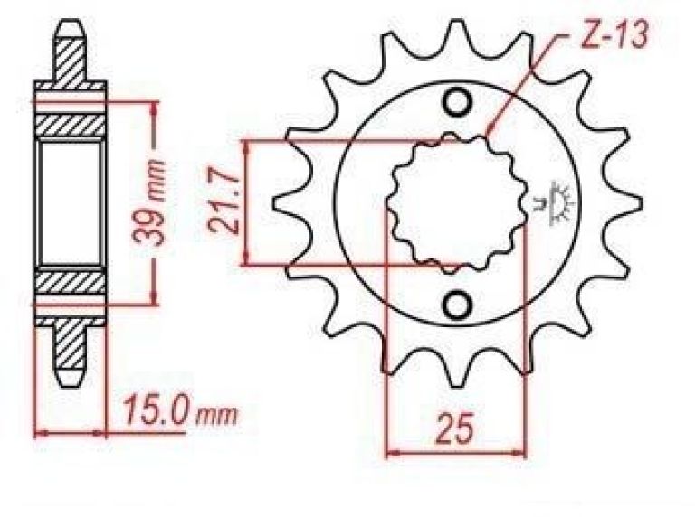 Reťazové koliesko pre sekundárne reťazy typu 520, JT - Anglicko (14 zubov)