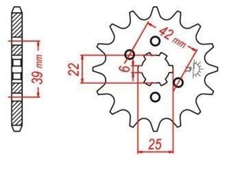 Reťazové koliesko pre sekundárne reťazy typu 520, JT - Anglicko (14 zubov)