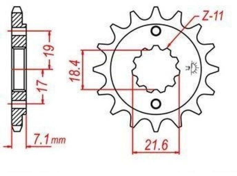 Reťazové koliesko pre sekundárne reťazy typu 520, JT - Anglicko (14 zubov)