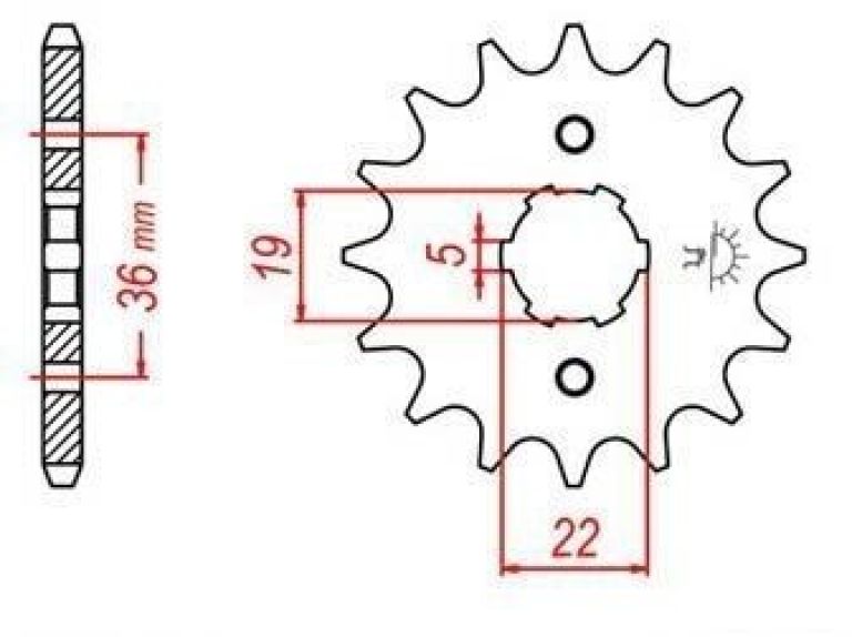 Reťazové koliesko pre sekundárne reťazy typu 520, JT - Anglicko (12 zubov)