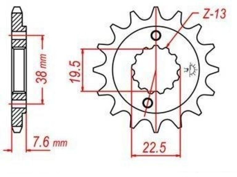 Reťazové koliesko pre sekundárne reťazy typu 520, JT - Anglicko (14 zubov)