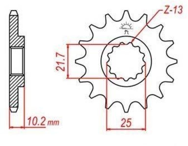 Reťazové koliesko pre sekundárne reťazy typu 520, JT - Anglicko (13 zubov)