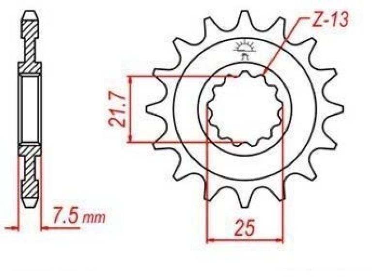 Reťazové koliesko pre sekundárne reťazy typu 520, JT - Anglicko (14 zubov)