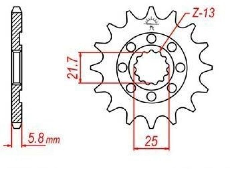 Reťazové koliesko pre sekundárne reťazy typu 520, JT - Anglicko (13 zubov)