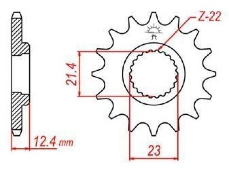 Reťazové koliesko pre sekundárne reťazy typu 520, JT - Anglicko (14 zubov)